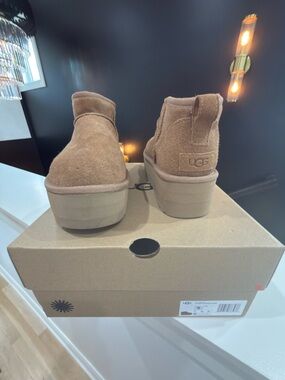 UGG Women's Chestnut Suede Platform Ankle Booties